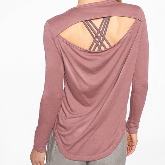 Athleta Tops - Athleta Mauve Backless Blouse with Cut Out Design